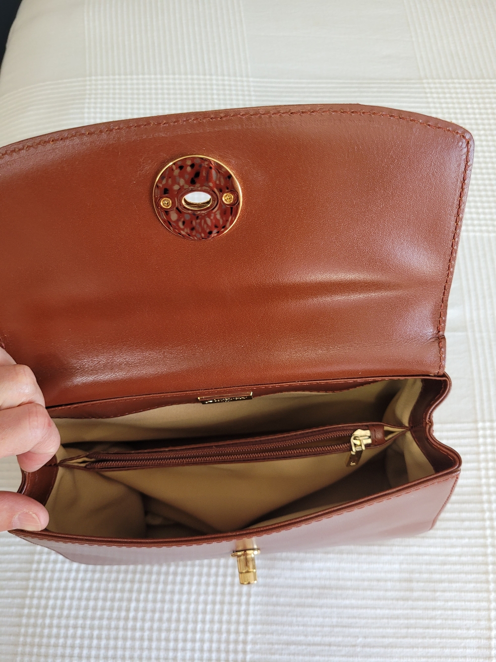 🍂 Jafferjees Vintage Brown Leather Top-Handle Handbag - EUC - Picture 8 of 16